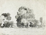 Mural autoadhesivo con árboles del bosque, dibujo de la arboleda de Camille Pissarro. #6344 