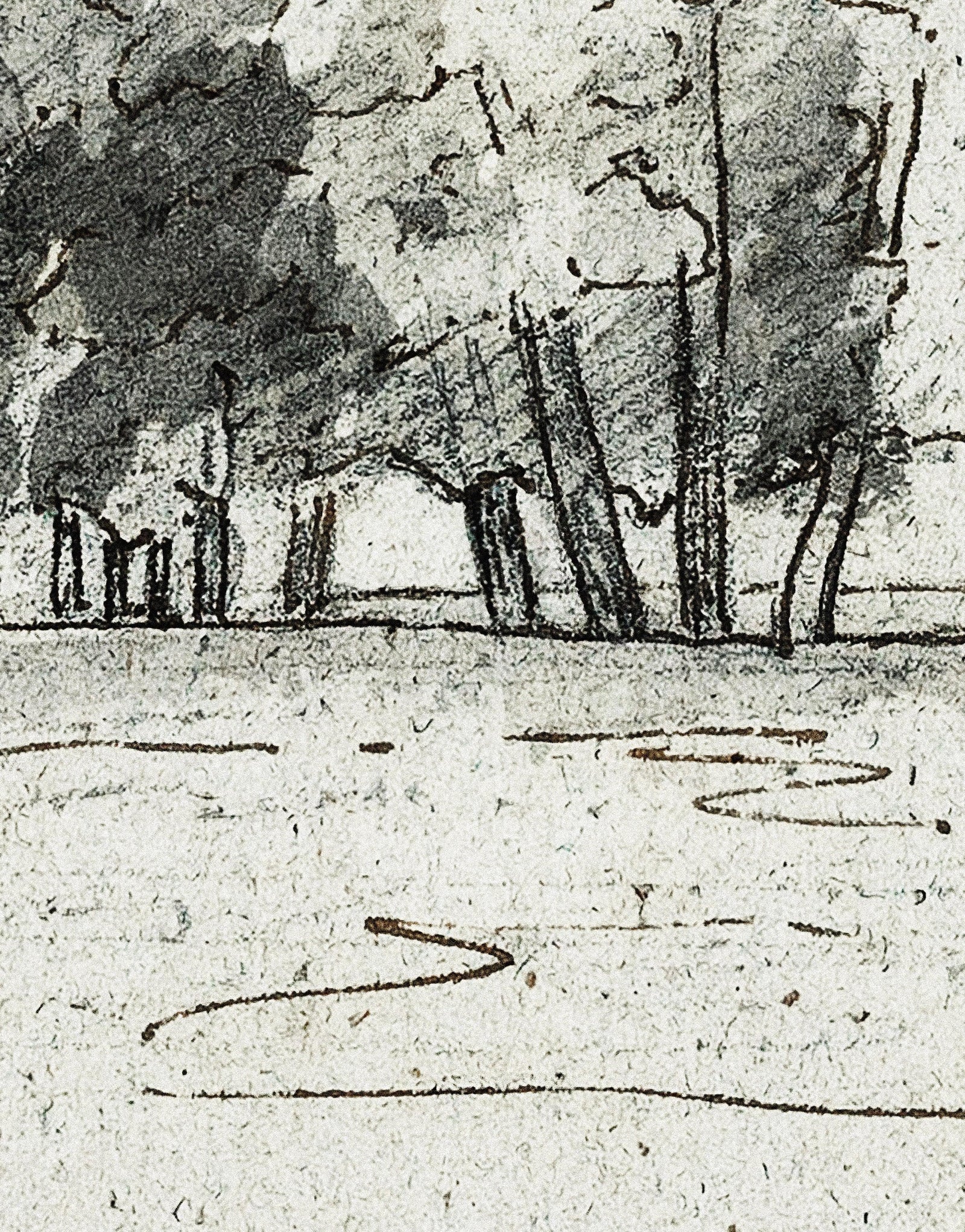 Mural autoadhesivo con árboles del bosque, dibujo de la arboleda de Camille Pissarro. #6344 