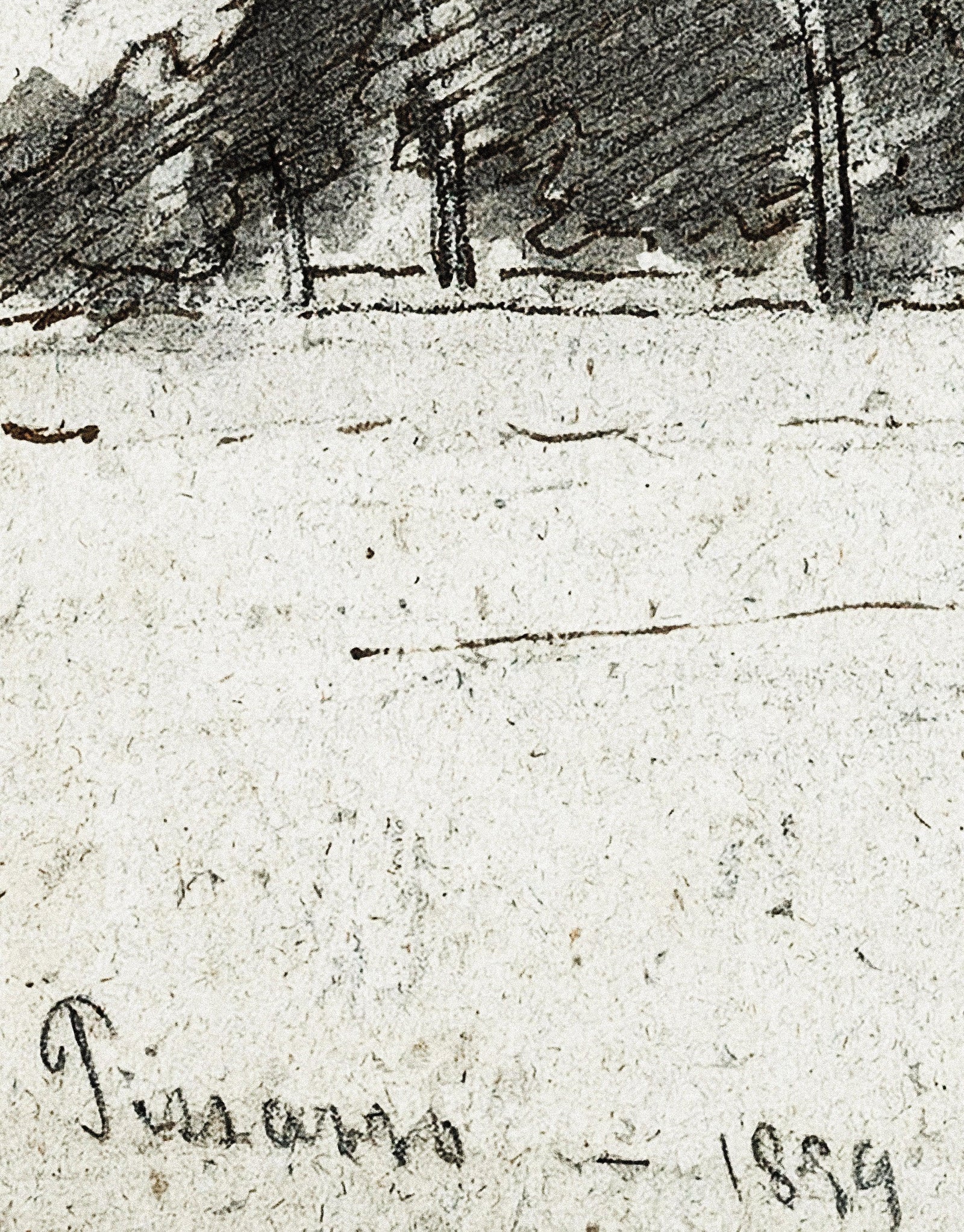 Mural autoadhesivo con árboles del bosque, dibujo de la arboleda de Camille Pissarro. #6344 