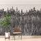 Mural de pared con ilustración grunge de troncos de árboles forestales. Papel tapiz autoadhesivo. Líneas abstractas, siluetas, paisajes al aire libre. #6345