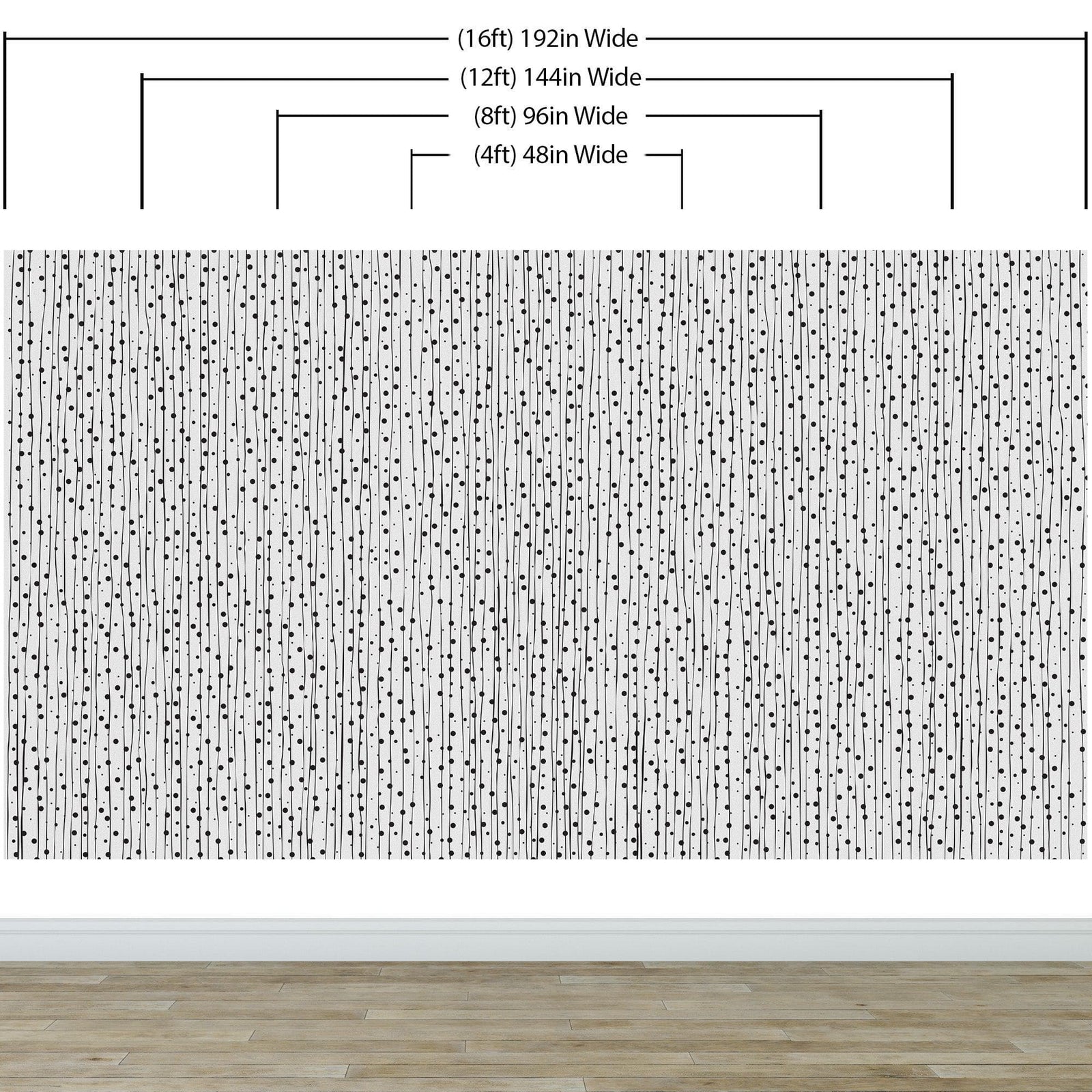 Mural de pared con patrón elegante de líneas y puntos verticales finos dibujados a mano. Papel tapiz autoadhesivo. N.º 6346