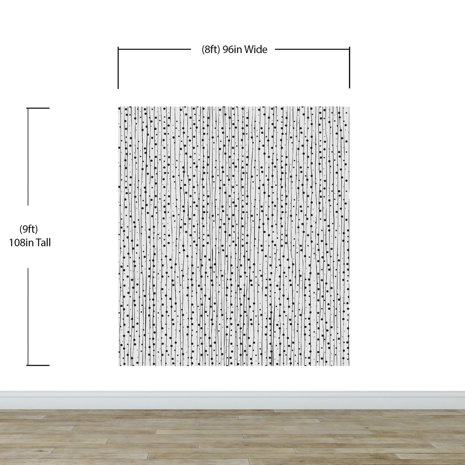 Mural de pared con patrón elegante de líneas y puntos verticales finos dibujados a mano. Papel tapiz autoadhesivo. N.º 6346