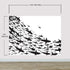 Mural submarino Shark Frenzy. Papel tapiz autoadhesivo. Siluetas de tiburones en blanco y negro n.º 6347