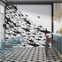 Mural submarino Shark Frenzy. Papel tapiz autoadhesivo. Siluetas de tiburones en blanco y negro n.º 6347
