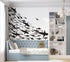 Mural submarino Shark Frenzy. Papel tapiz autoadhesivo. Siluetas de tiburones en blanco y negro n.º 6347