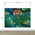 Mural de pared Tigre escondido tras las hojas de la jungla. Papel pintado autoadhesivo. Ilustración de vida salvaje de safari. #6351