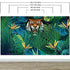 Mural de pared Tigre escondido tras las hojas de la jungla. Papel pintado autoadhesivo. Ilustración de vida salvaje de safari. #6351