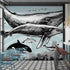 Mural de pared con ballena, delfín y orca. Diseño de dibujos de vida marina submarina. Mural de pared autoadhesivo. N.º 6354