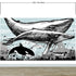 Mural de pared con ballena, delfín y orca. Diseño de dibujos de vida marina submarina. Mural de pared autoadhesivo. N.º 6354