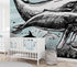 Mural de pared con ballena, delfín y orca. Diseño de dibujos de vida marina submarina. Mural de pared autoadhesivo. N.º 6354