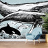 Mural de pared con ballena, delfín y orca. Diseño de dibujos de vida marina submarina. Mural de pared autoadhesivo. N.º 6354