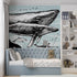 Mural de pared con ballena, delfín y orca. Diseño de dibujos de vida marina submarina. Mural de pared autoadhesivo. N.º 6354