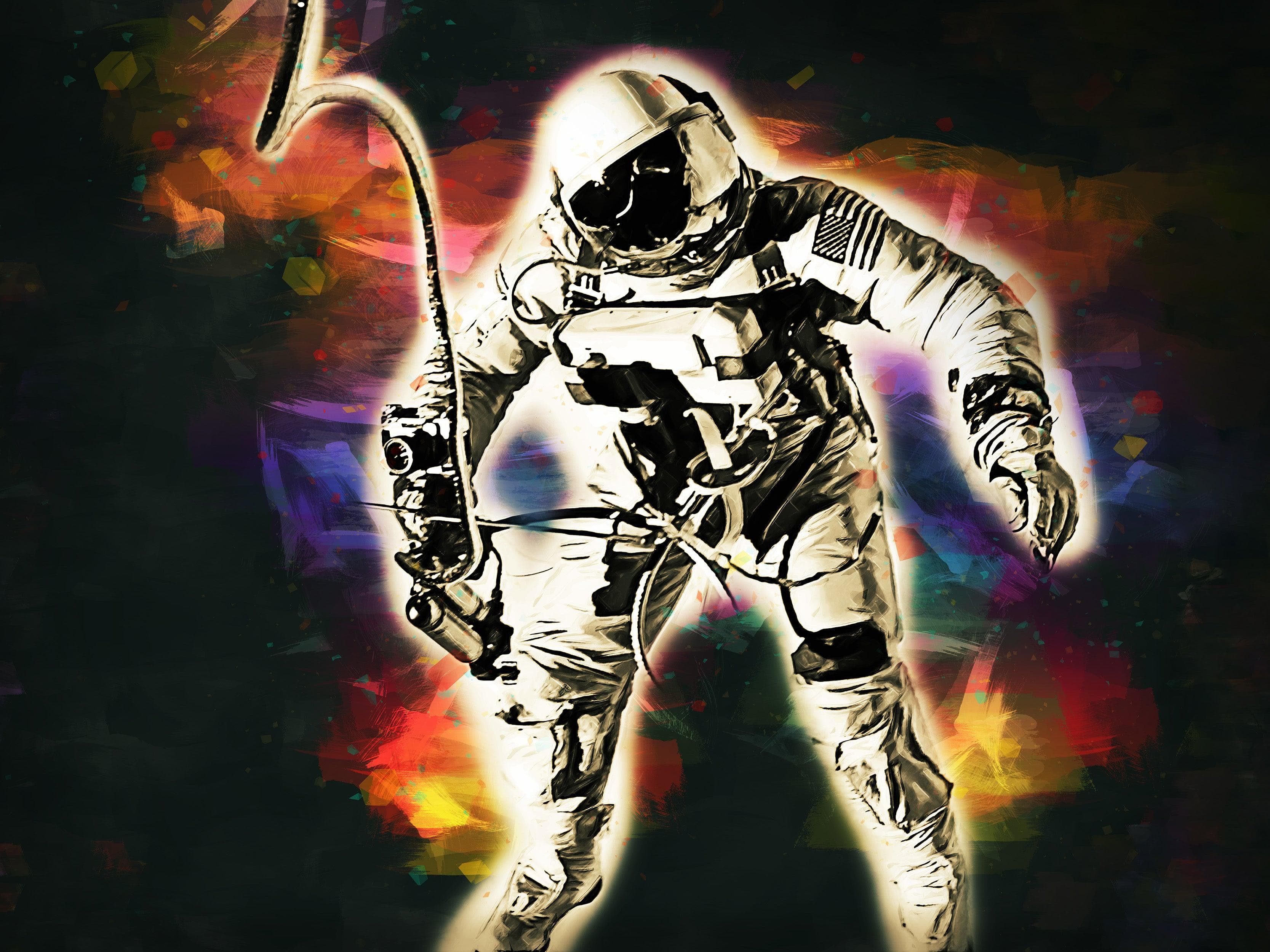 Mural de pared con astronauta flotando en el espacio. Foto de la NASA del astronauta Edward H. White II en el espacio. Papel tapiz autoadhesivo. #6359