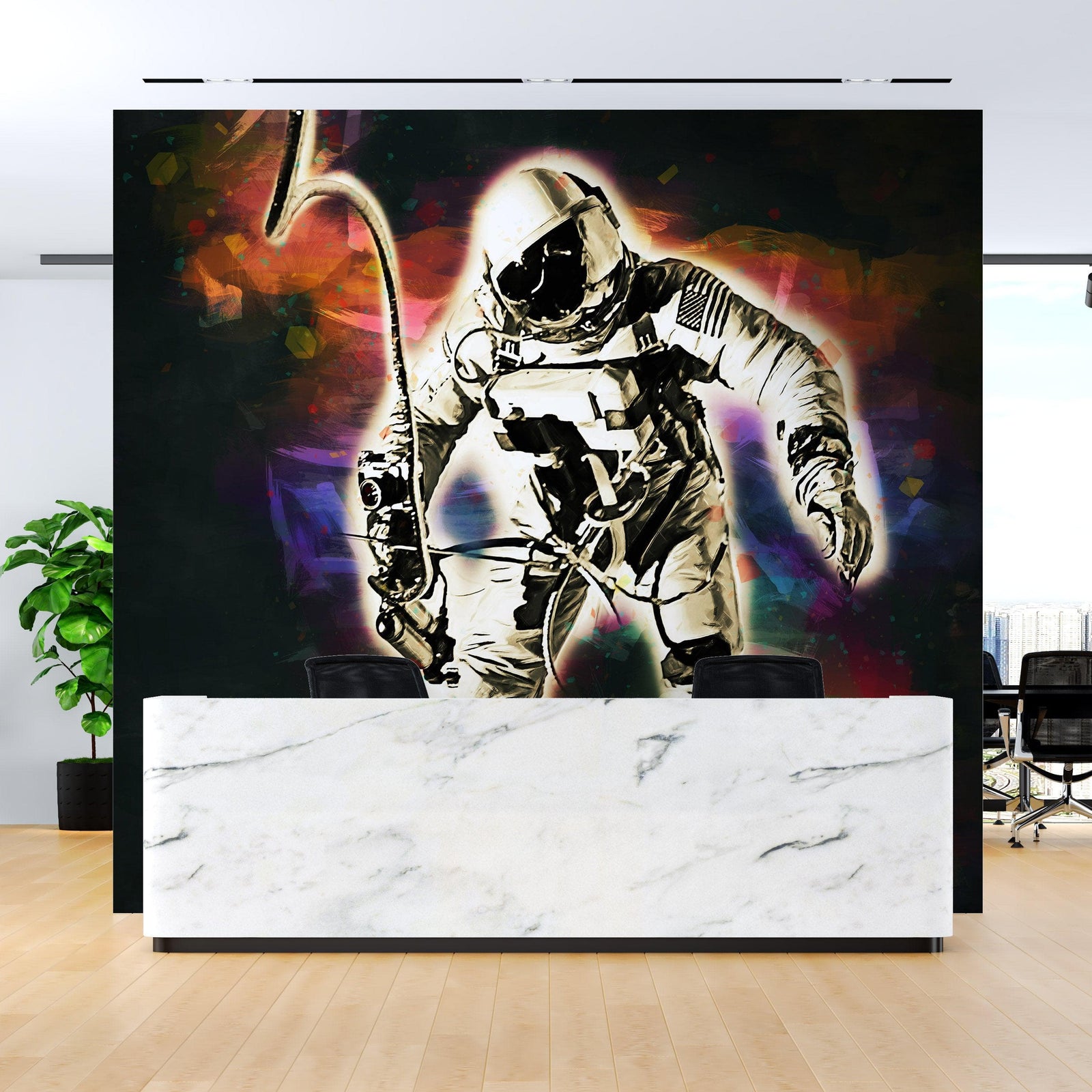 Mural de pared con astronauta flotando en el espacio. Foto de la NASA del astronauta Edward H. White II en el espacio. Papel tapiz autoadhesivo. #6359