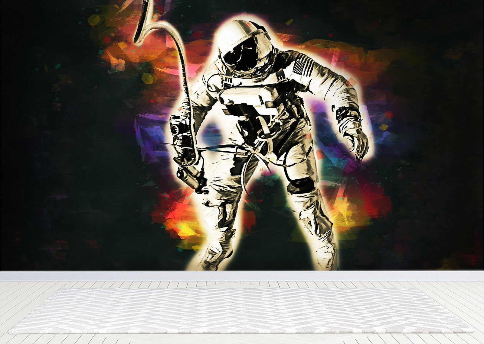 Mural de pared con astronauta flotando en el espacio. Foto de la NASA del astronauta Edward H. White II en el espacio. Papel tapiz autoadhesivo. #6359