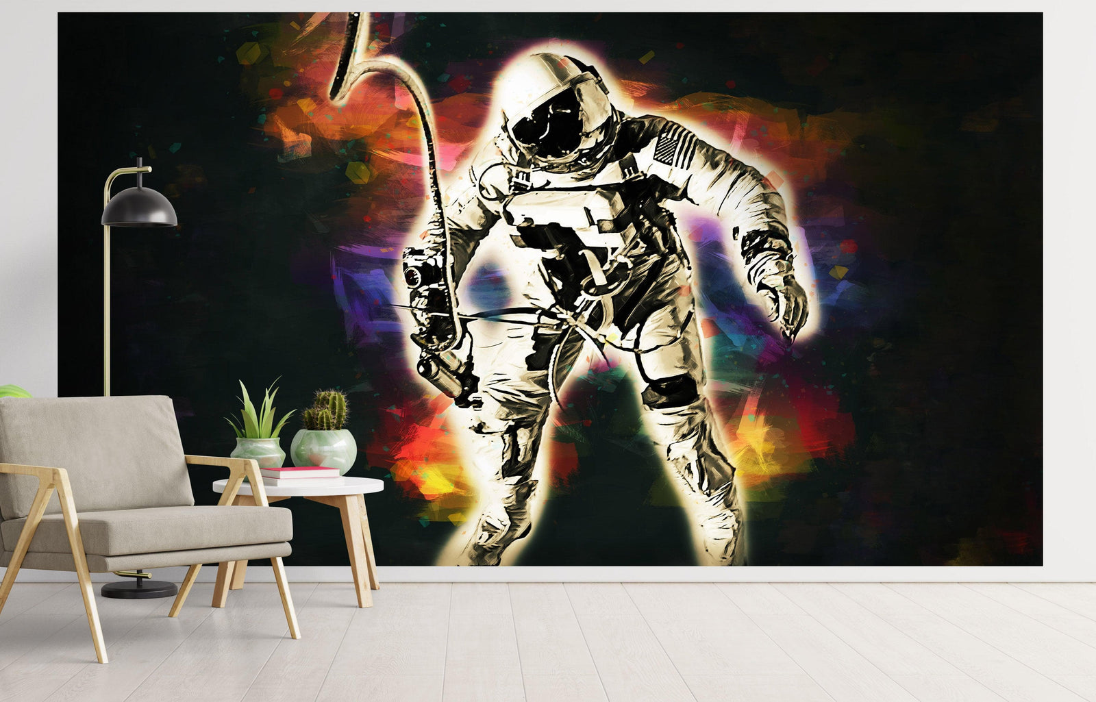 Mural de pared con astronauta flotando en el espacio. Foto de la NASA del astronauta Edward H. White II en el espacio. Papel tapiz autoadhesivo. #6359
