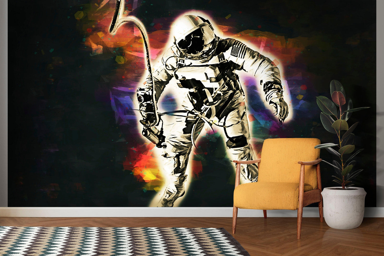 Mural de pared con astronauta flotando en el espacio. Foto de la NASA del astronauta Edward H. White II en el espacio. Papel tapiz autoadhesivo. #6359
