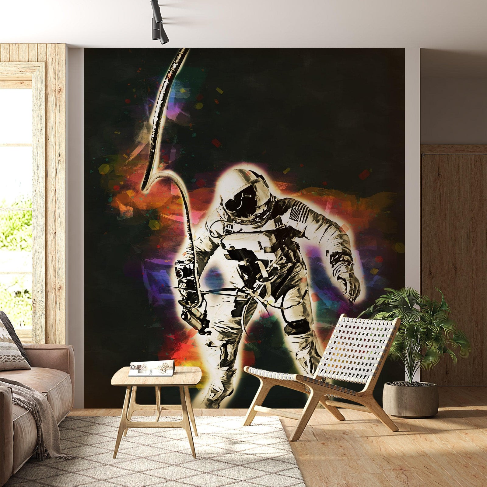 Mural de pared con astronauta flotando en el espacio. Foto de la NASA del astronauta Edward H. White II en el espacio. Papel tapiz autoadhesivo. #6359