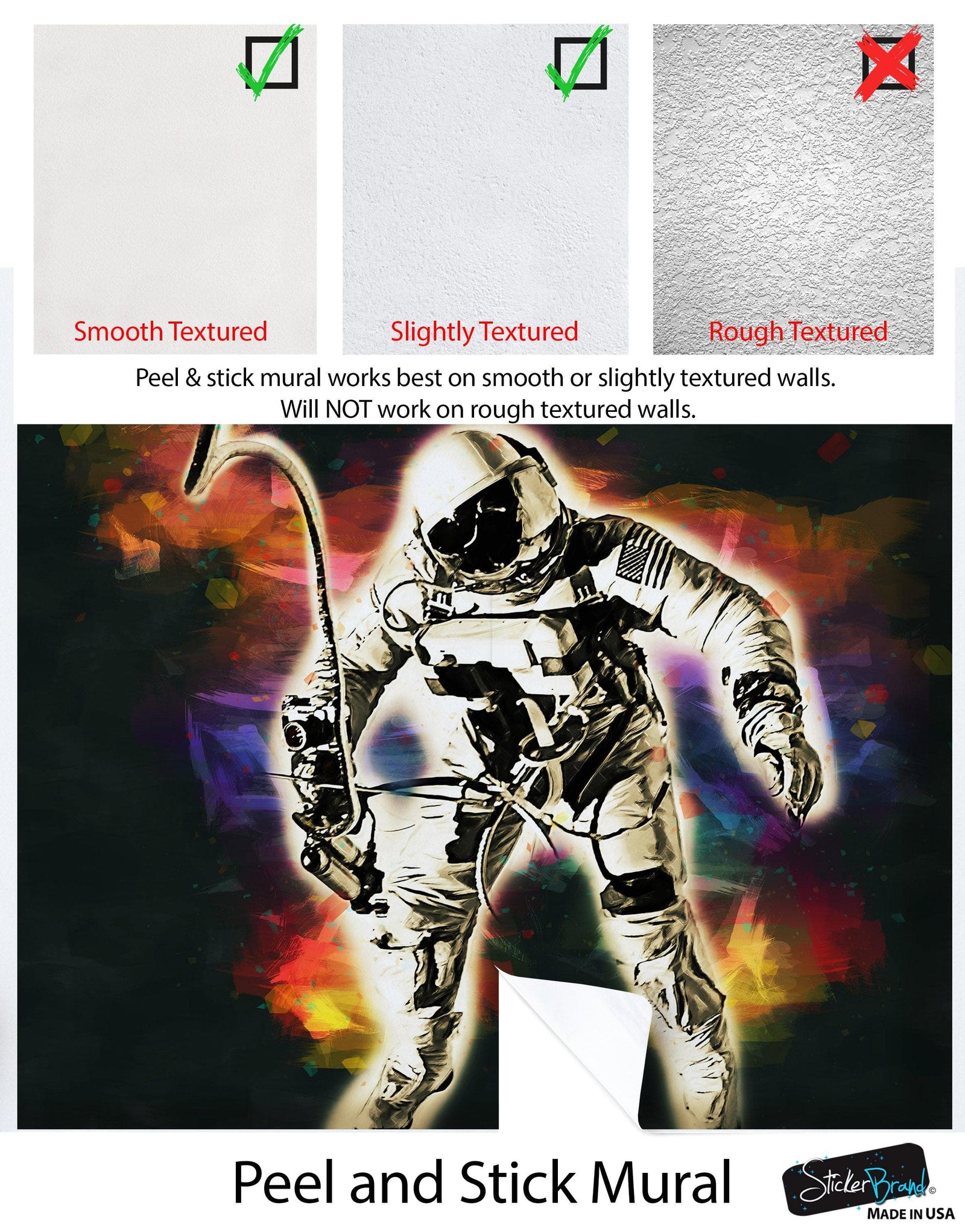 Mural de pared con astronauta flotando en el espacio. Foto de la NASA del astronauta Edward H. White II en el espacio. Papel tapiz autoadhesivo. #6359