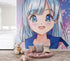Mural de pared de una linda chica de anime. Diseño de animación de estilo japonés. #6360