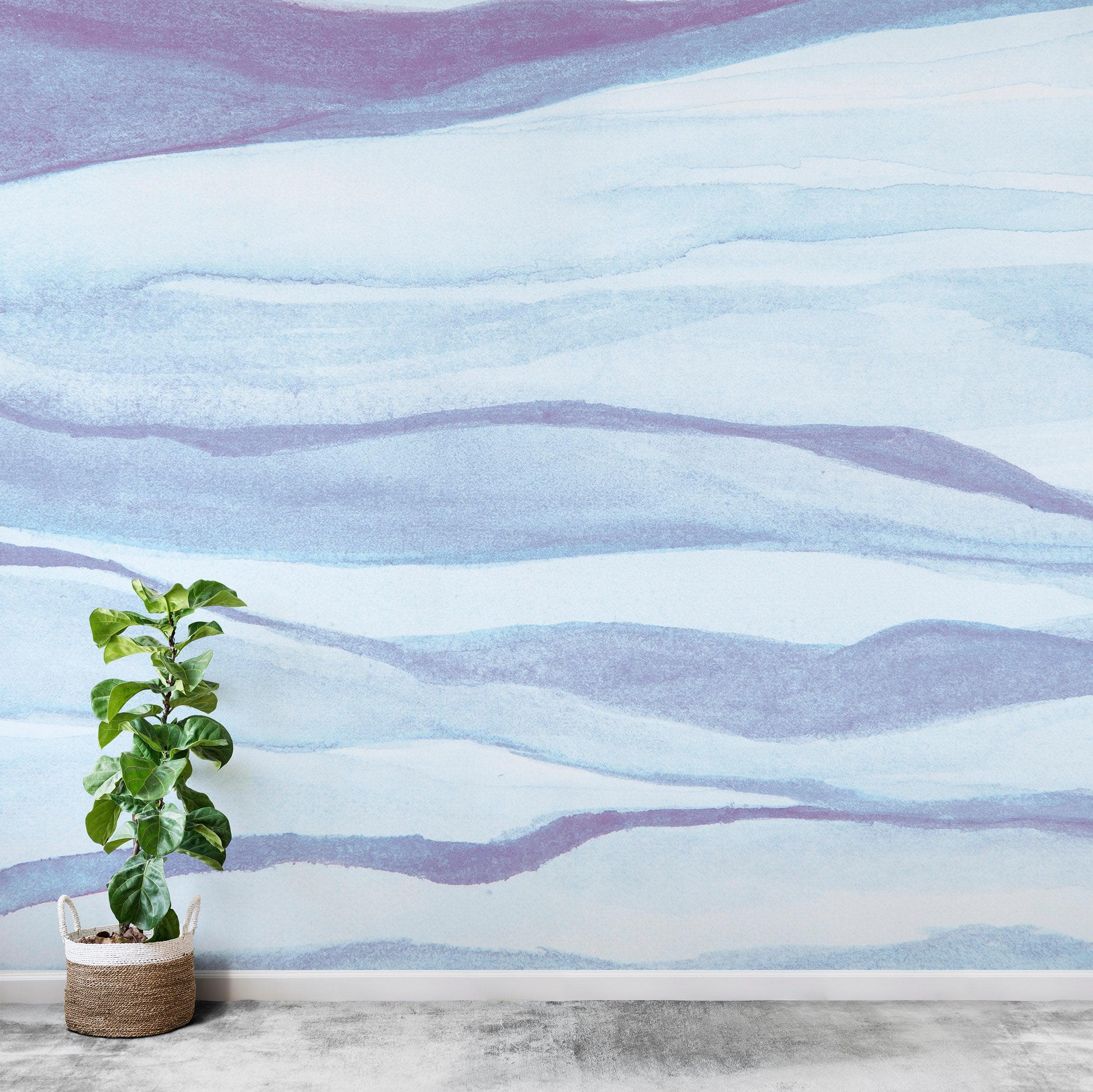 Mural autoadhesivo de pizarra de granito y mármol azul pastel abstracto. N.º 6363