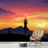 Mural de pared con vista a la montaña y meditación de yoga. Papel tapiz autoadhesivo con diseño de amanecer tranquilo. N.º 6364