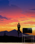 Mural de pared con vista a la montaña y meditación de yoga. Papel tapiz autoadhesivo con diseño de amanecer tranquilo. N.º 6364