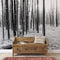 Mural de pared con paisaje forestal en blanco y negro. Papel pintado autoadhesivo. #6365