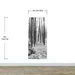 Mural de pared con paisaje forestal en blanco y negro. Papel pintado autoadhesivo. #6365