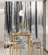 Mural de pared con paisaje forestal en blanco y negro. Papel pintado autoadhesivo. #6365