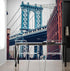 Mural de pared de la ciudad de Nueva York, papel tapiz autoadhesivo. Papel tapiz vintage de Dumbo NYC. Papel tapiz con paisaje de Brooklyn NY. #6369