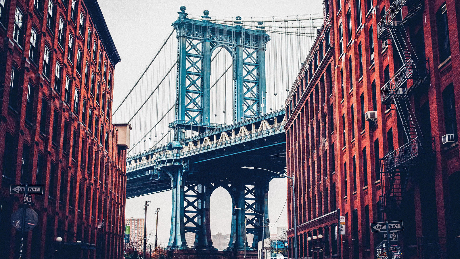 Mural de pared de la ciudad de Nueva York, papel tapiz autoadhesivo. Papel tapiz vintage de Dumbo NYC. Papel tapiz con paisaje de Brooklyn NY. #6369