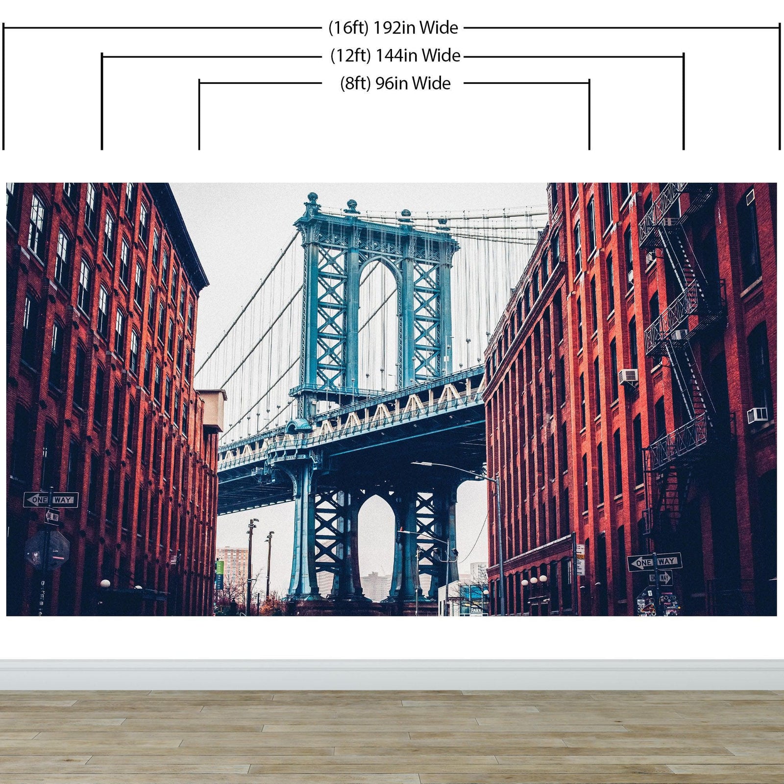 Mural de pared de la ciudad de Nueva York, papel tapiz autoadhesivo. Papel tapiz vintage de Dumbo NYC. Papel tapiz con paisaje de Brooklyn NY. #6369