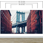 Mural de pared de la ciudad de Nueva York, papel tapiz autoadhesivo. Papel tapiz vintage de Dumbo NYC. Papel tapiz con paisaje de Brooklyn NY. #6369