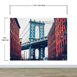 Mural de pared de la ciudad de Nueva York, papel tapiz autoadhesivo. Papel tapiz vintage de Dumbo NYC. Papel tapiz con paisaje de Brooklyn NY. #6369