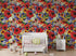 Mural de pared con flores de colores. Papel tapiz autoadhesivo con diseño floral tropical. N.º 6370