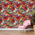 Mural de pared con flores de colores. Papel tapiz autoadhesivo con diseño floral tropical. N.º 6370