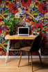 Mural de pared con flores de colores. Papel tapiz autoadhesivo con diseño floral tropical. N.º 6370