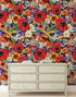 Mural de pared con flores de colores. Papel tapiz autoadhesivo con diseño floral tropical. N.º 6370