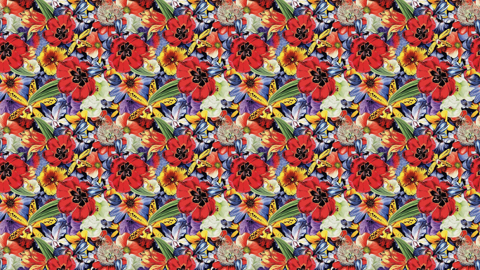 Mural de pared con flores de colores. Papel tapiz autoadhesivo con diseño floral tropical. N.º 6370