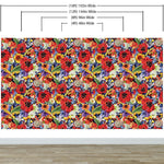 Mural de pared con flores de colores. Papel tapiz autoadhesivo con diseño floral tropical. N.º 6370