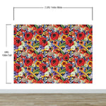 Mural de pared con flores de colores. Papel tapiz autoadhesivo con diseño floral tropical. N.º 6370