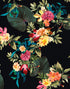 Mural de pared con flores tropicales. Fondo negro con hojas y flores botánicas del paraíso. #6372