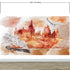 Mural de pared de Wizardly World. Tema de fantasía con papel tapiz autoadhesivo de castillo, tren y búho. N.º 6373