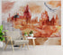 Mural de pared de Wizardly World. Tema de fantasía con papel tapiz autoadhesivo de castillo, tren y búho. N.º 6373