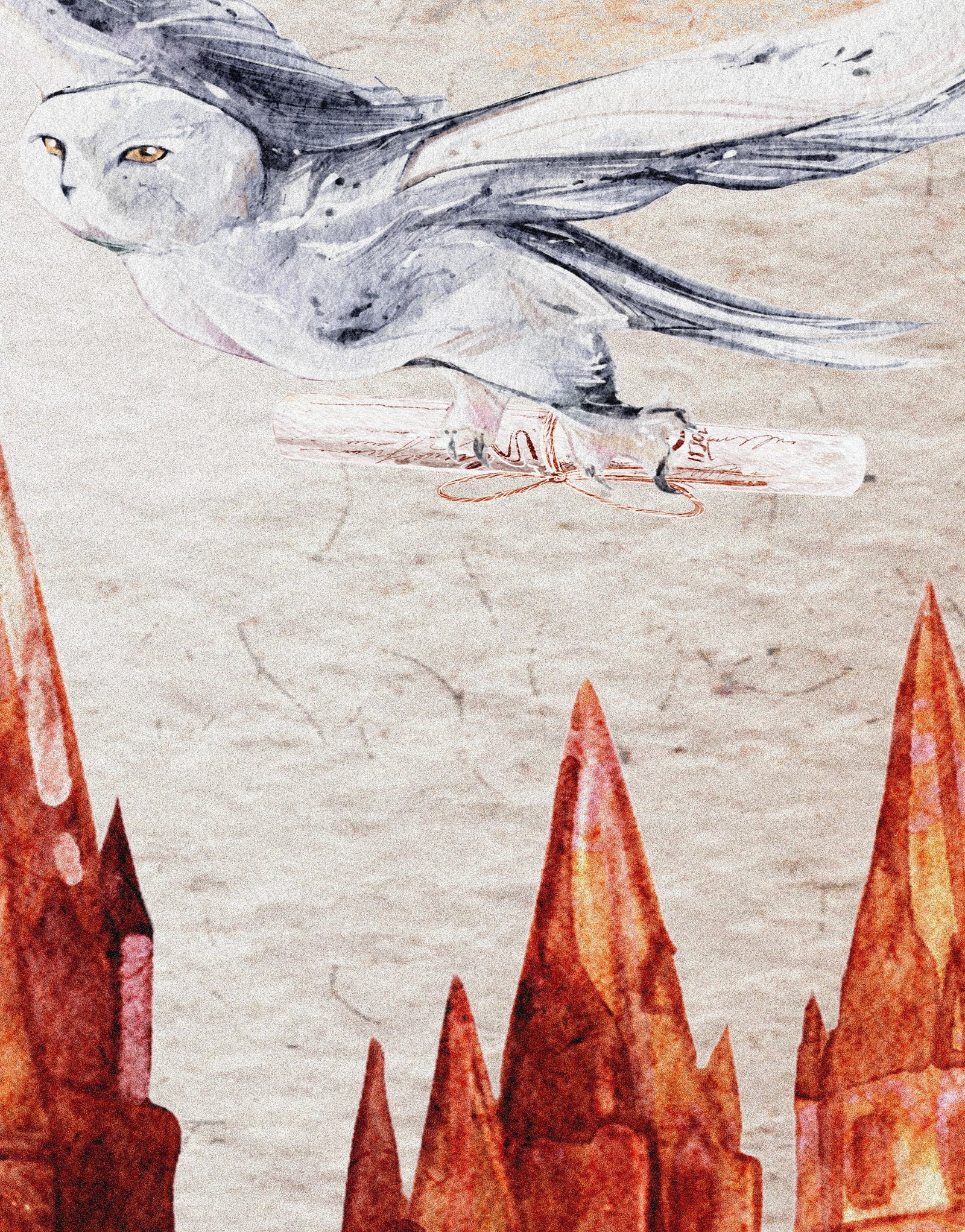 Mural de pared de Wizardly World. Tema de fantasía con papel tapiz autoadhesivo de castillo, tren y búho. N.º 6373