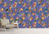 Mural de pared con flores tropicales. Flores botánicas del paraíso y hojas de color violeta muy peri. #6376