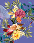 Mural de pared con flores tropicales. Flores botánicas del paraíso y hojas de color violeta muy peri. #6376