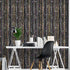 Mural de pared Glamour Gold Stripe. Papel tapiz autoadhesivo con puntos blancos y morados. N.º 6378