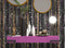 Mural de pared Glamour Gold Stripe. Papel tapiz autoadhesivo con puntos blancos y morados. N.º 6378